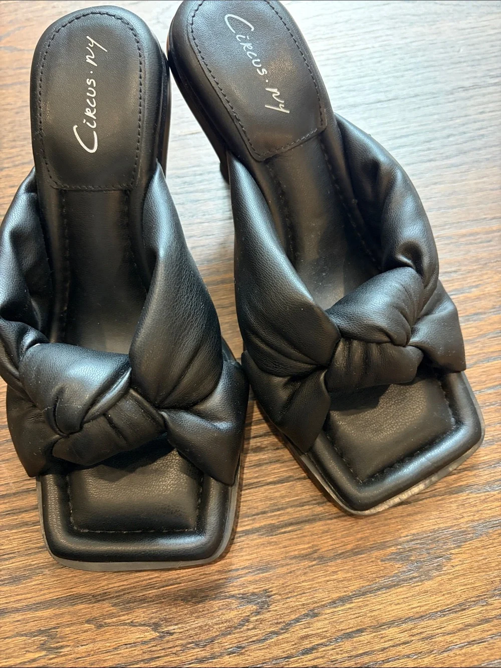 Black Knotted Mule Heels